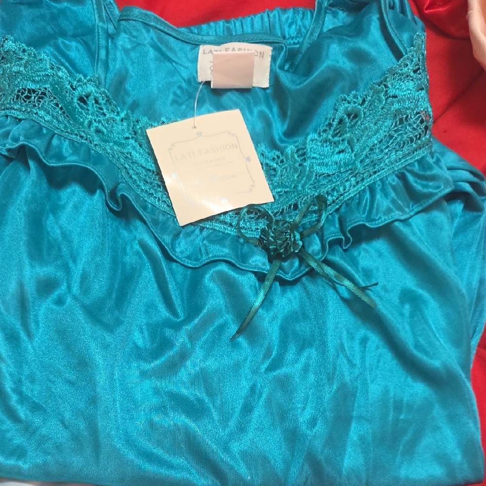 Elegant Teal Lace Pajama Set
